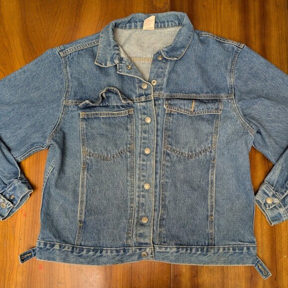 Vintage Jordache Blue Jean Denim Jacket Unisex - Large Medium Wash w/Pockets - Picture 1 of 16